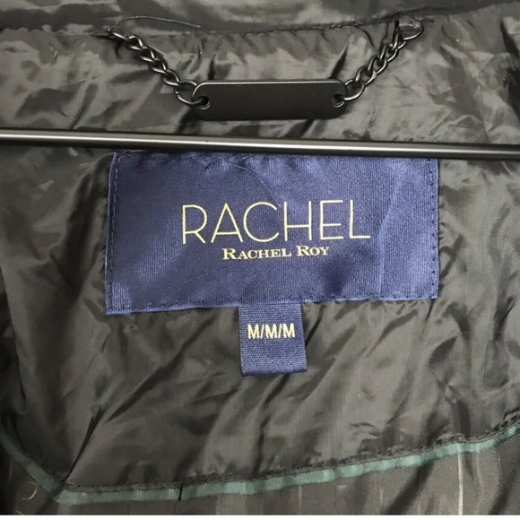 RACHEL ROY • Beautiful Black Hooded Puffer Coat with Faux Fur Trim - Picture 10 of 14